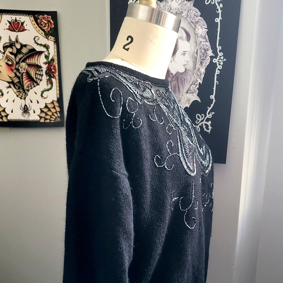 Vintage 1990 Beaded Silk Blend Sweater size M - Picture 7 of 8